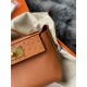 Hermes 24/24 Mini 21 Touch Bag in Gold Evercolor and Ostrich Leather