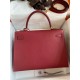 Hermes Kelly Sellier 32 Handmade Bag In Red Epsom Calfskin