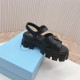 Prada Monolith Sandals in Black Rubber