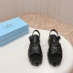 Prada Monolith Sandals in Black Rubber