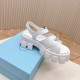 Prada Monolith Sandals in White Rubber