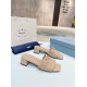 Prada Women's Slides Sandals 35mm in Beige Nappa Leather