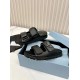 Prada Women's Strap Slides Sandals in Black Calfskin