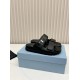 Prada Women's Strap Slides Sandals in Black Calfskin