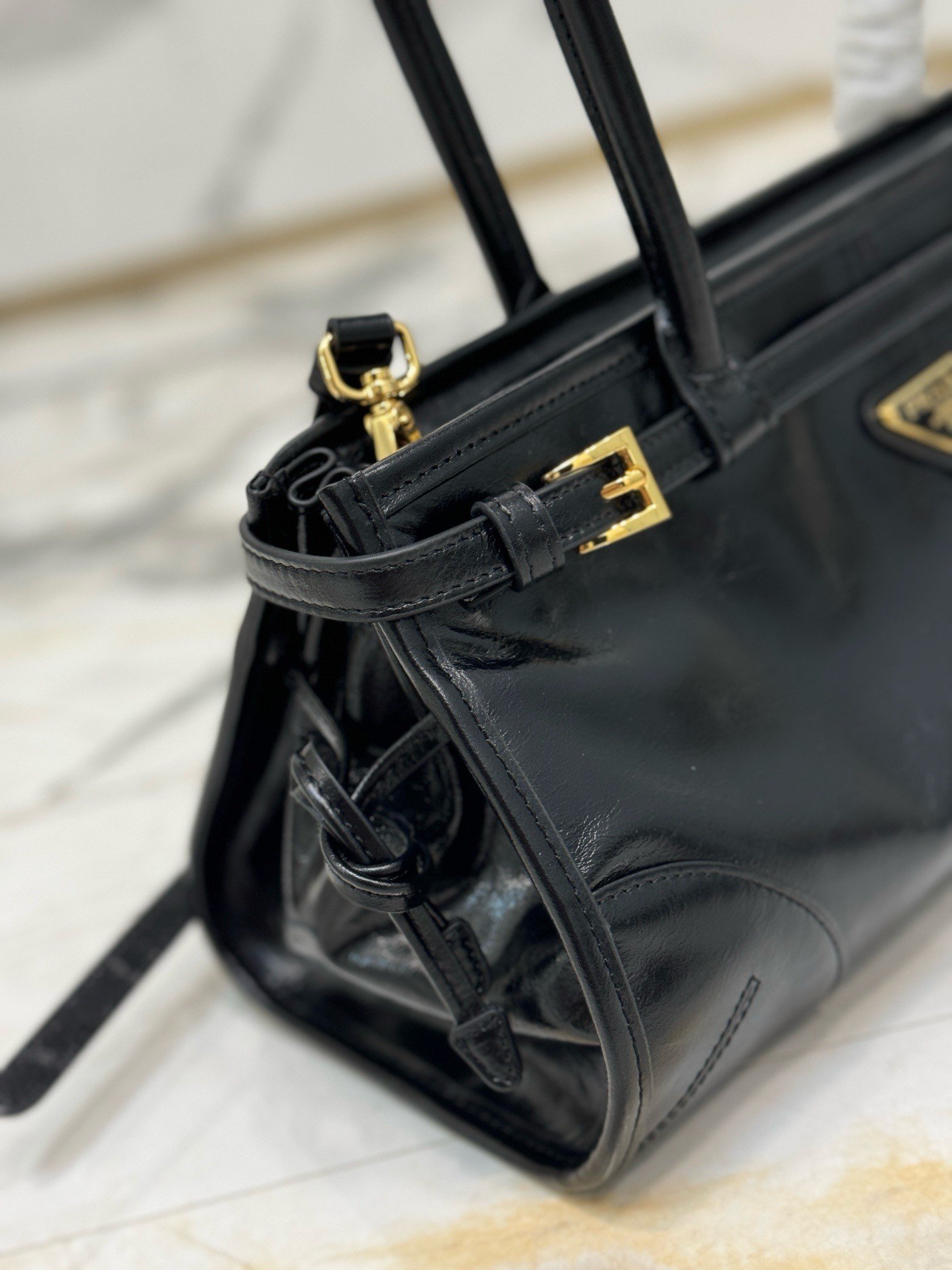 Prada Medium Tote Bag in Black Soft Leather