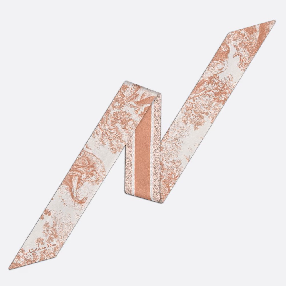 Dior Toile de Jouy Sauvage Mitzah Scarf in Pink Silk Twill