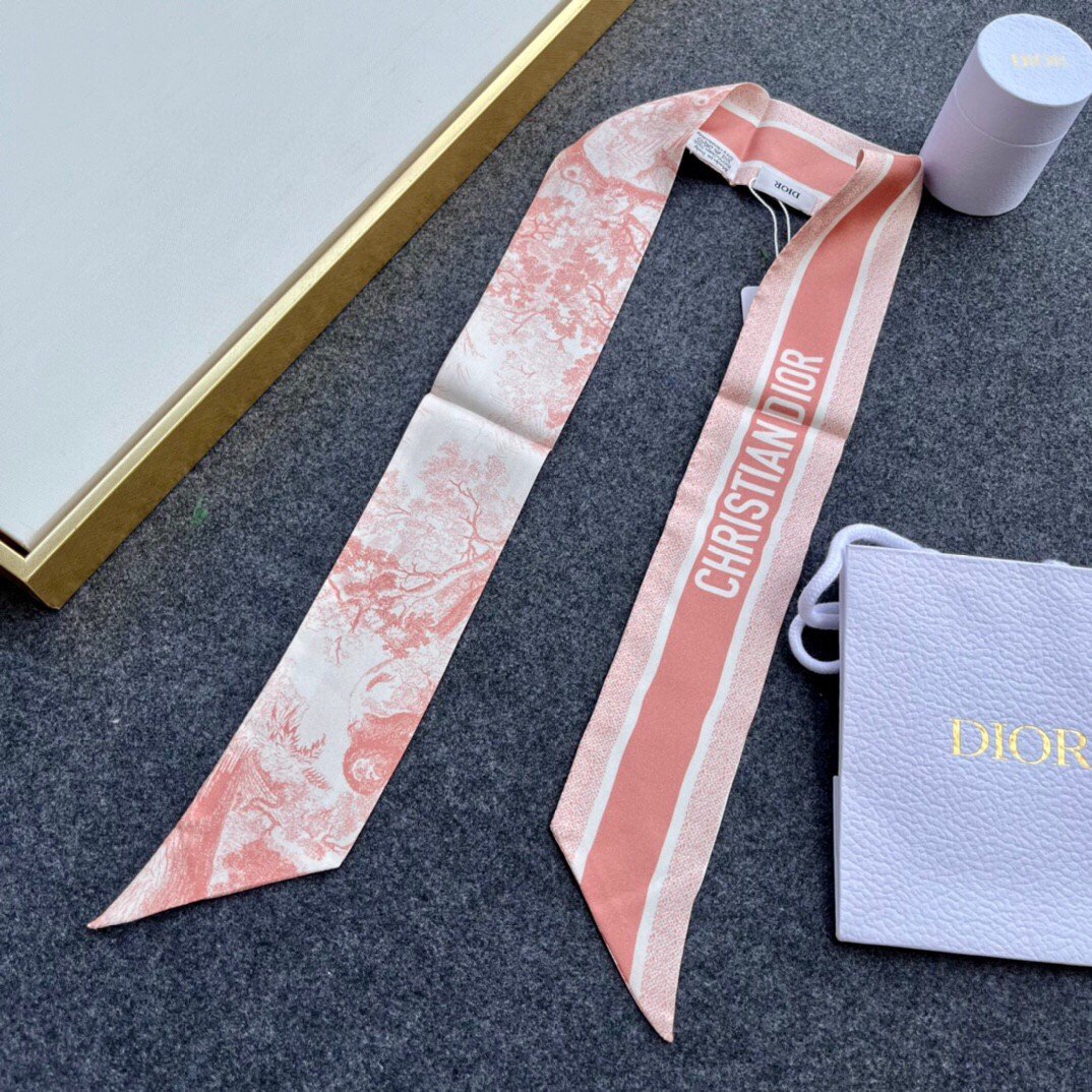 Dior Toile de Jouy Sauvage Mitzah Scarf in Pink Silk Twill