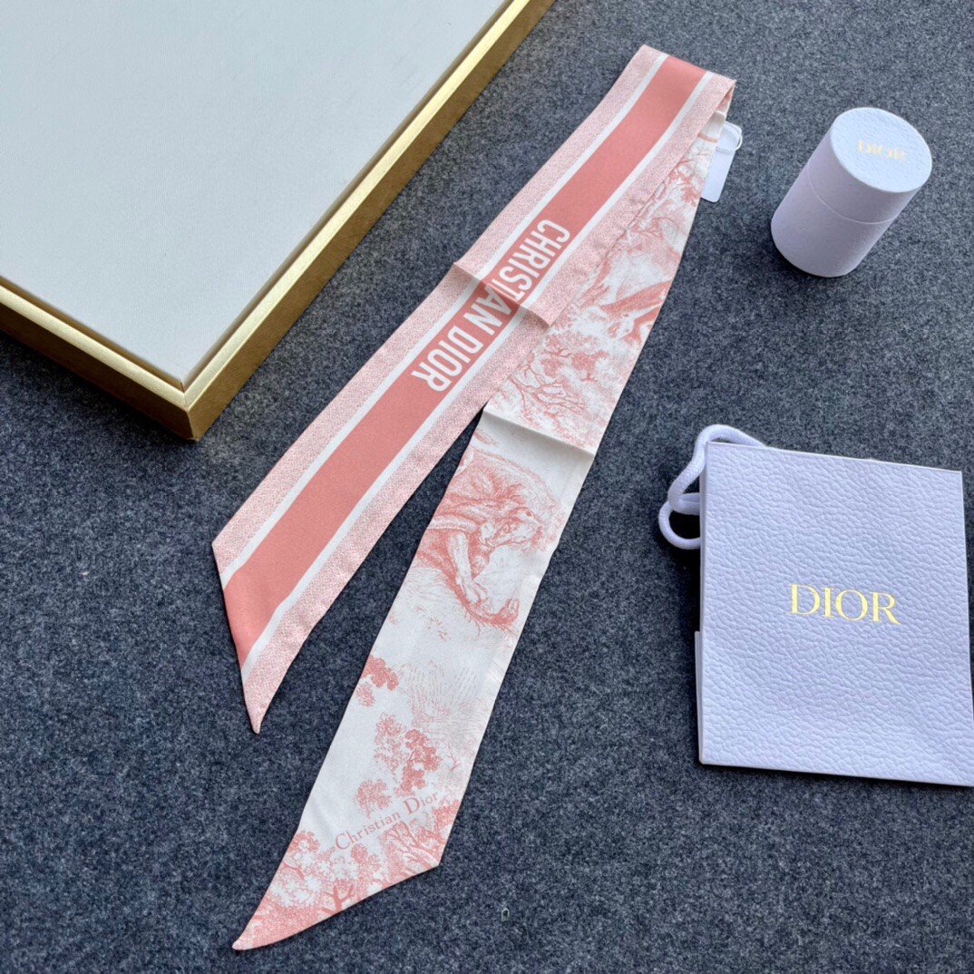 Dior Toile de Jouy Sauvage Mitzah Scarf in Pink Silk Twill