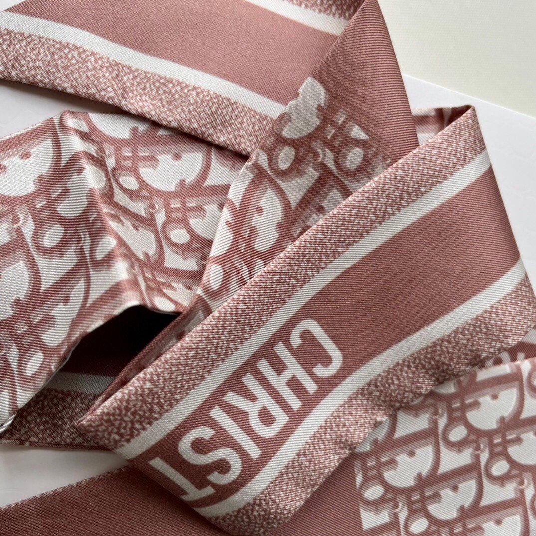 Dior Oblique Mitzah Scarf in Pink Silk Twill