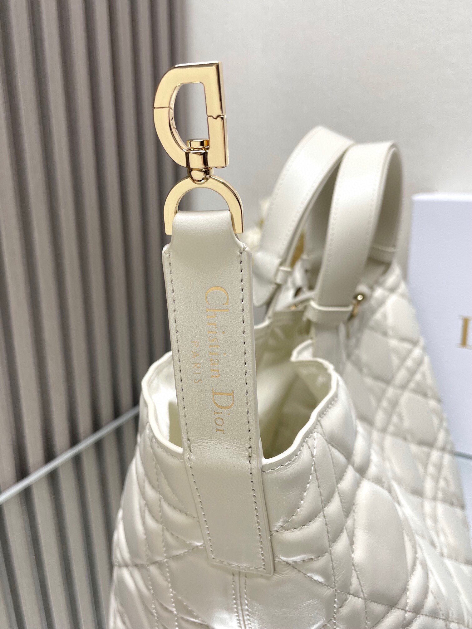 Dior Toujours Large Bag in White Macrocannage Calfskin