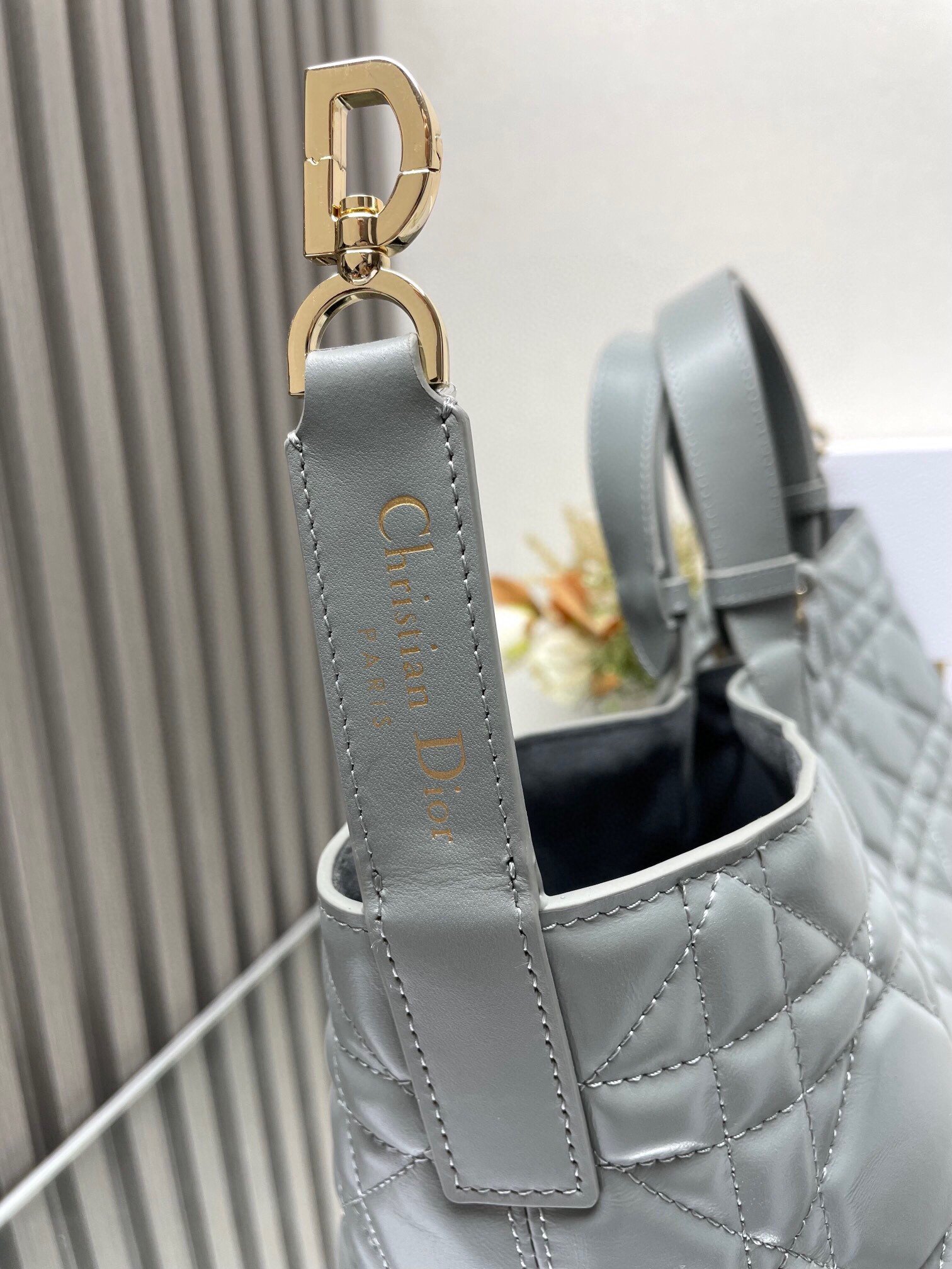 Dior Toujours Large Bag in Grey Macrocannage Calfskin