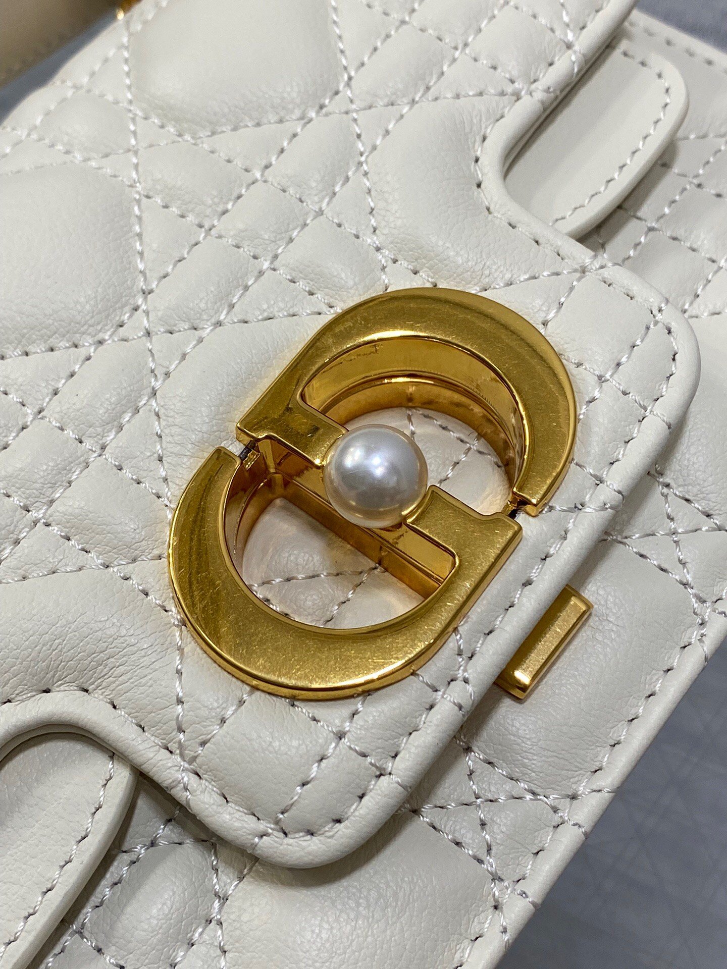 Dior Mini Jolie Top Handle Bag in White Cannage Calfskin