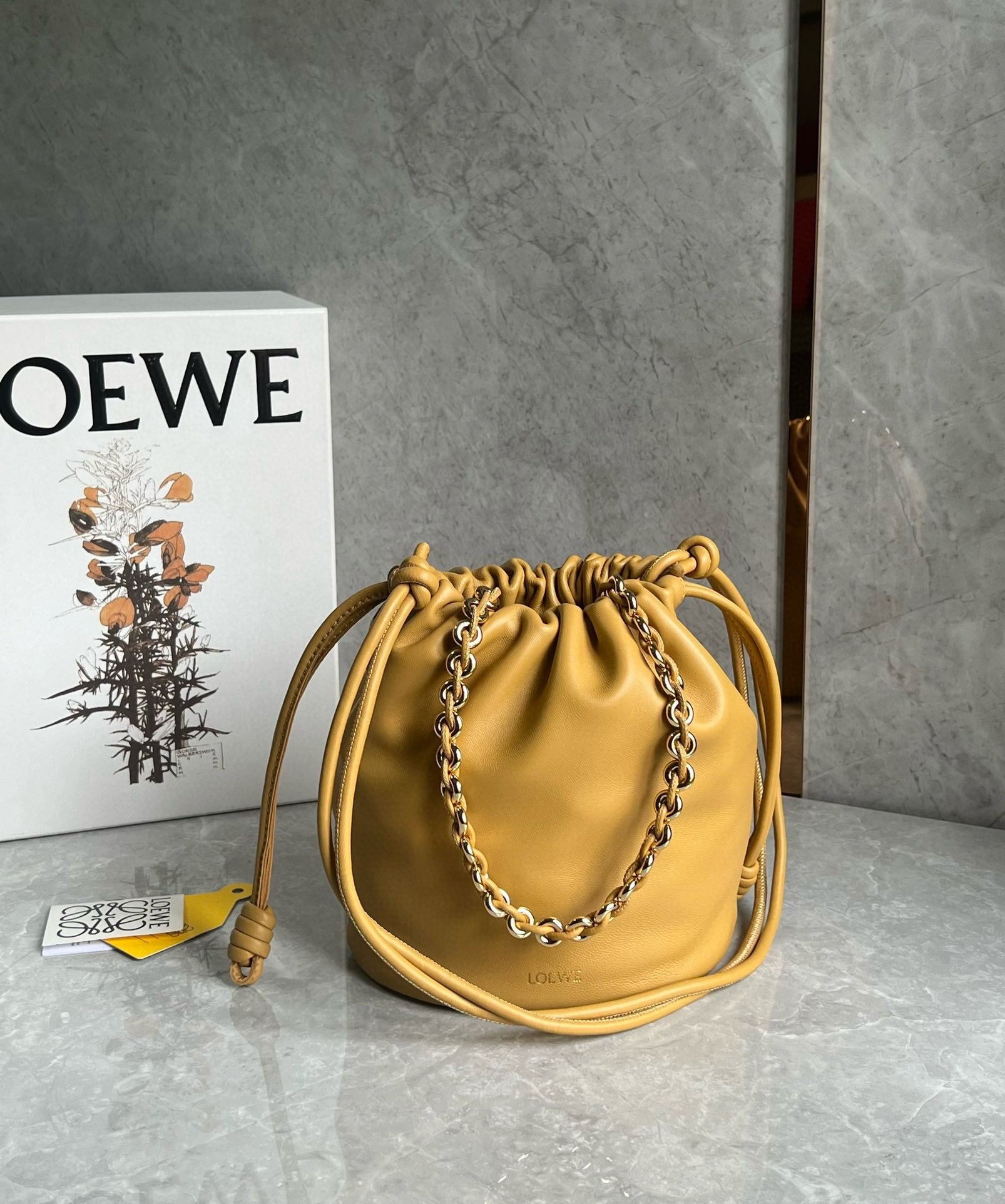 Loewe Flamenco Purse Bucket Bag in Sahara Nappa Lambskin