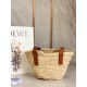 Loewe Small Basket Bag in Raffia and Brown Calfskin