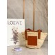 Loewe Small Basket Bag in Raffia and Brown Calfskin