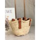 Loewe Small Basket Bag in Raffia and Brown Calfskin