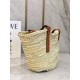 Loewe Medium Basket Bag in Raffia and Brown Calfskin