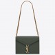 Saint Laurent Cassandra Medium Bag In Green Crocodile Embossed Leather