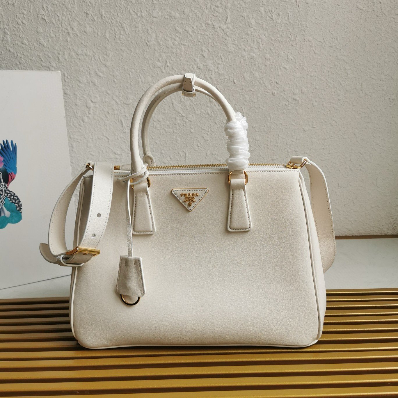 Prada Galleria Large Tote Bag in White Calfskin