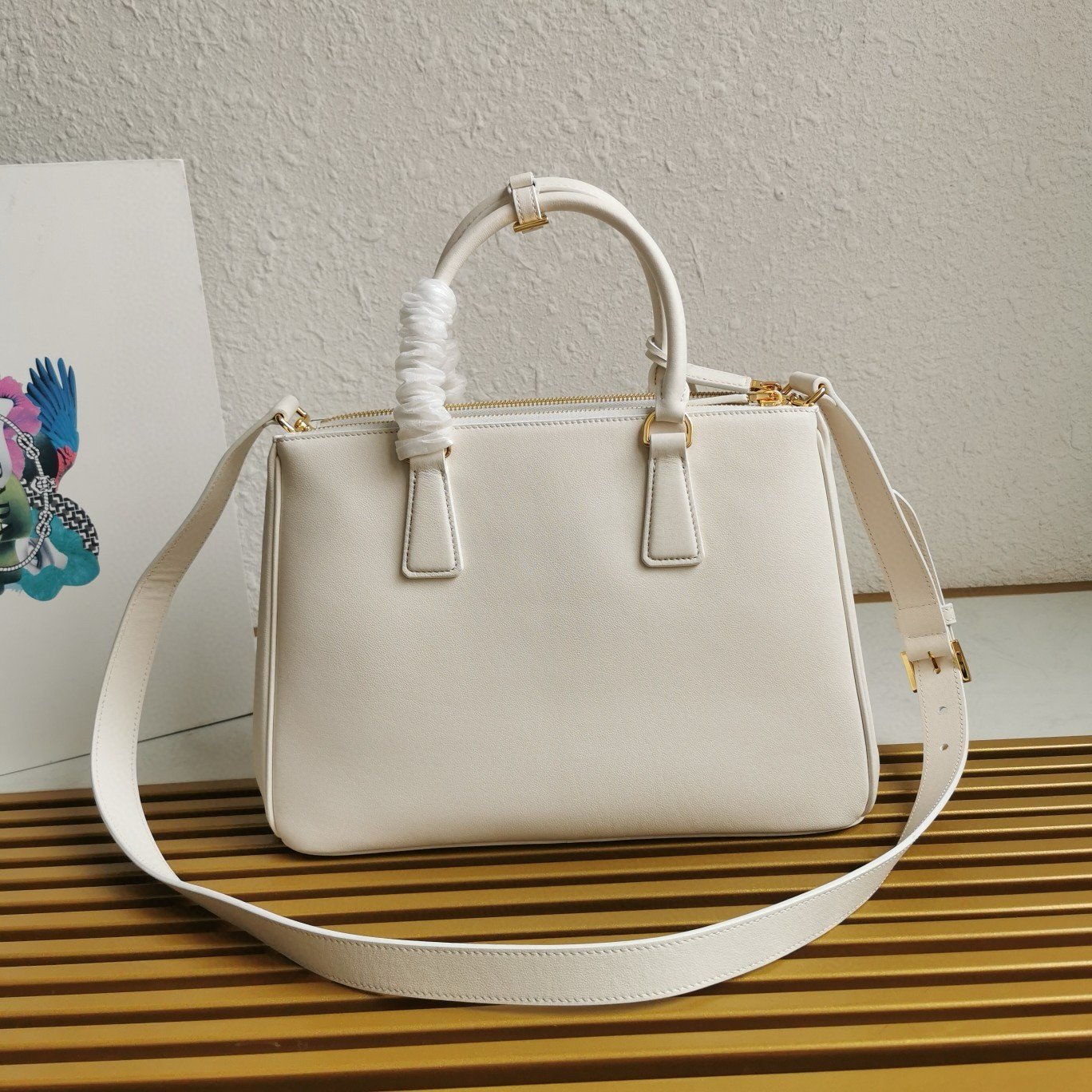 Prada Galleria Large Tote Bag in White Calfskin