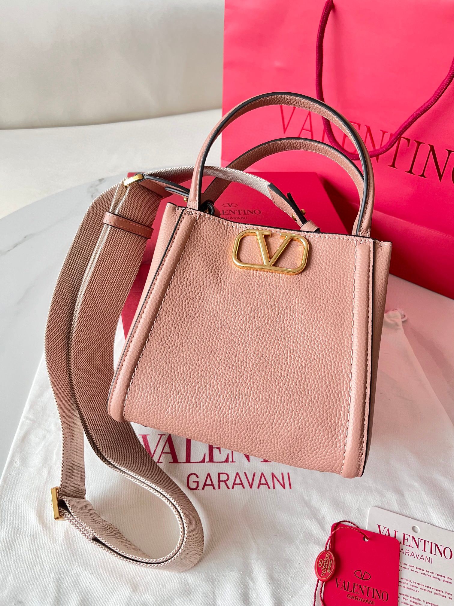 Valentino Alltime Small Bag in Nude Grained Calfskin