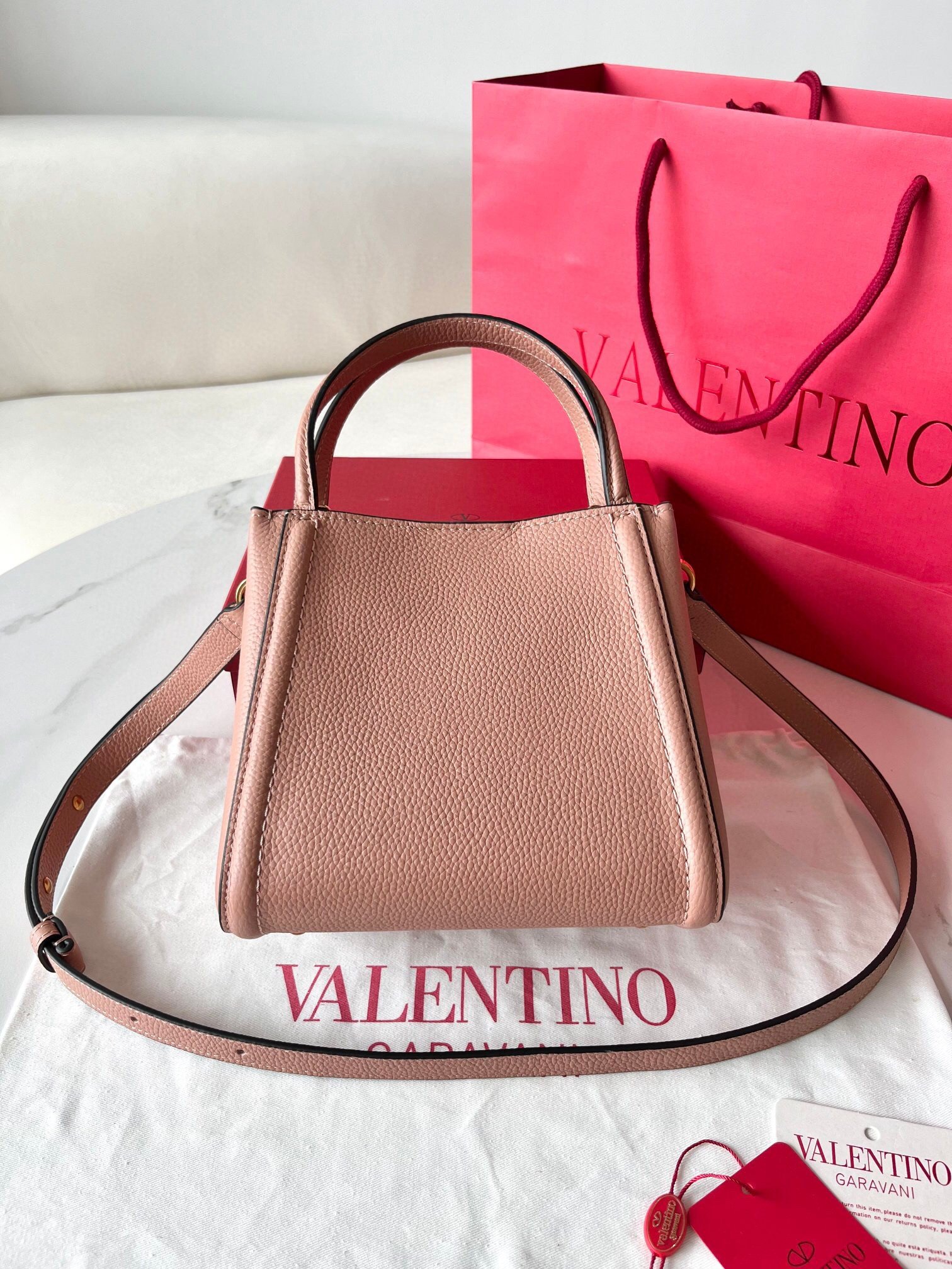 Valentino Alltime Small Bag in Nude Grained Calfskin