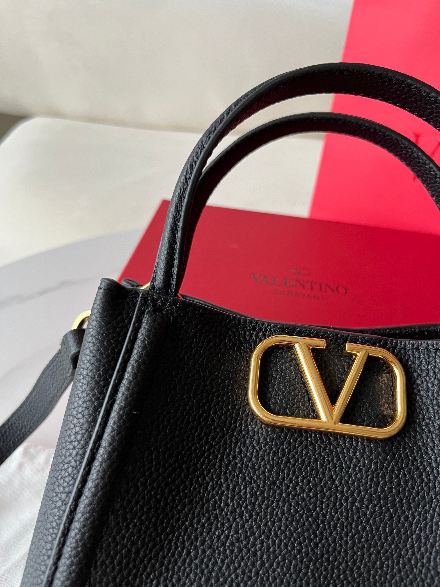 Valentino Alltime Small Bag in Black Grained Calfskin