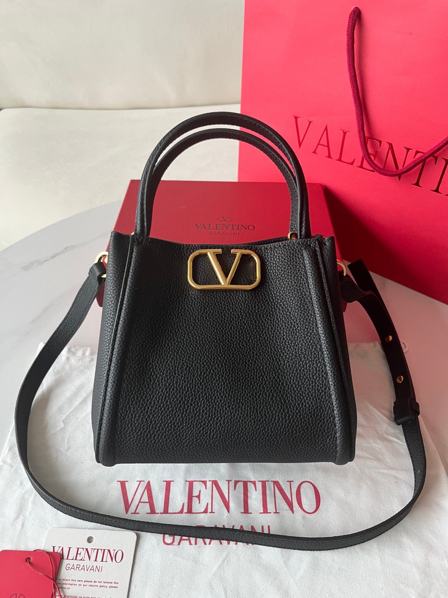 Valentino Alltime Small Bag in Black Grained Calfskin