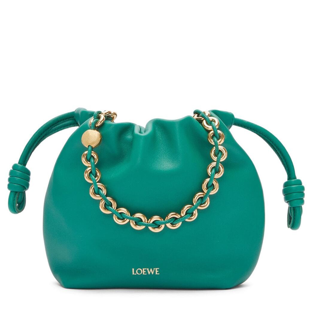 Loewe Mini Flamenco Purse Bag in Green Nappa Lambskin