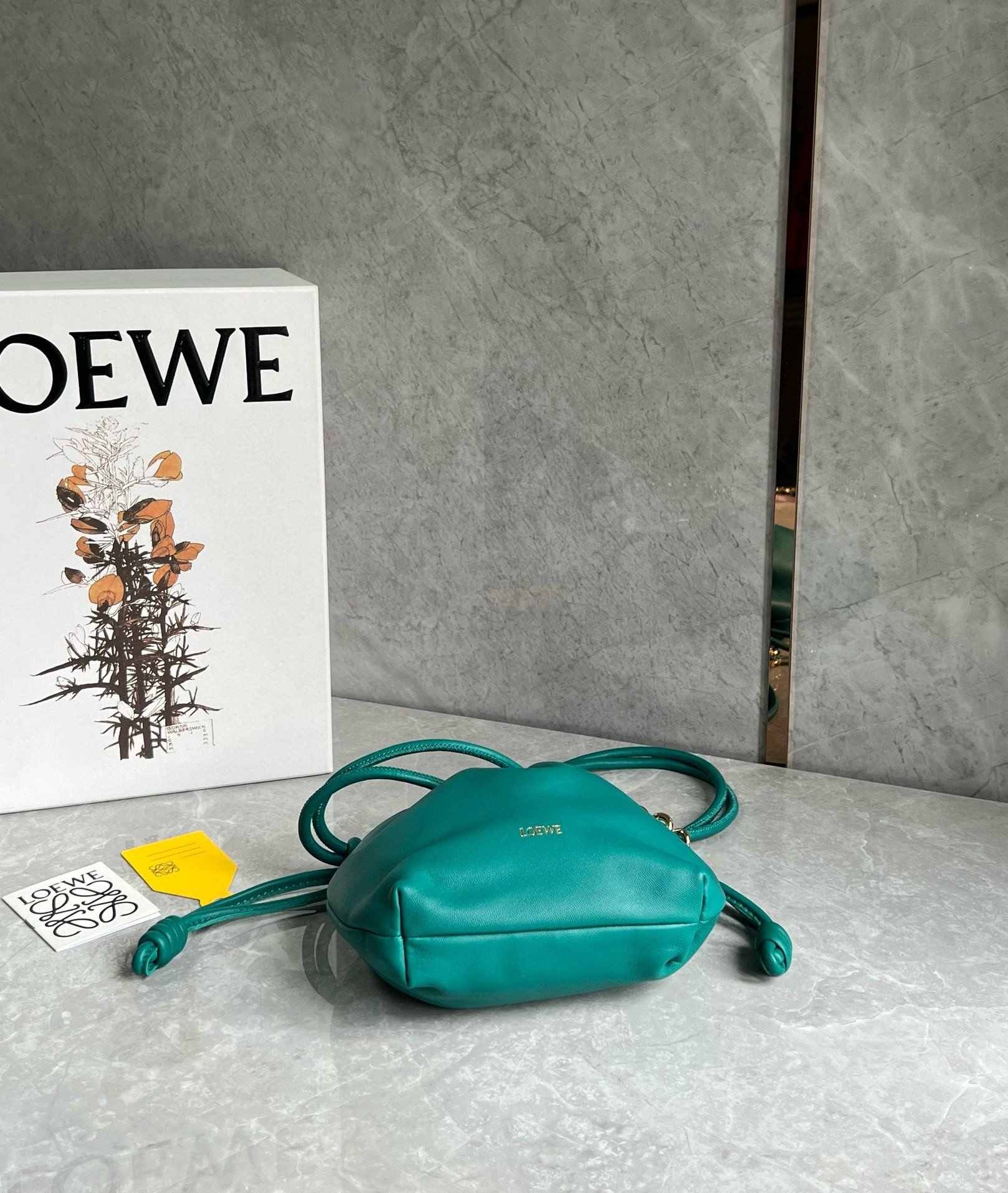 Loewe Mini Flamenco Purse Bag in Green Nappa Lambskin