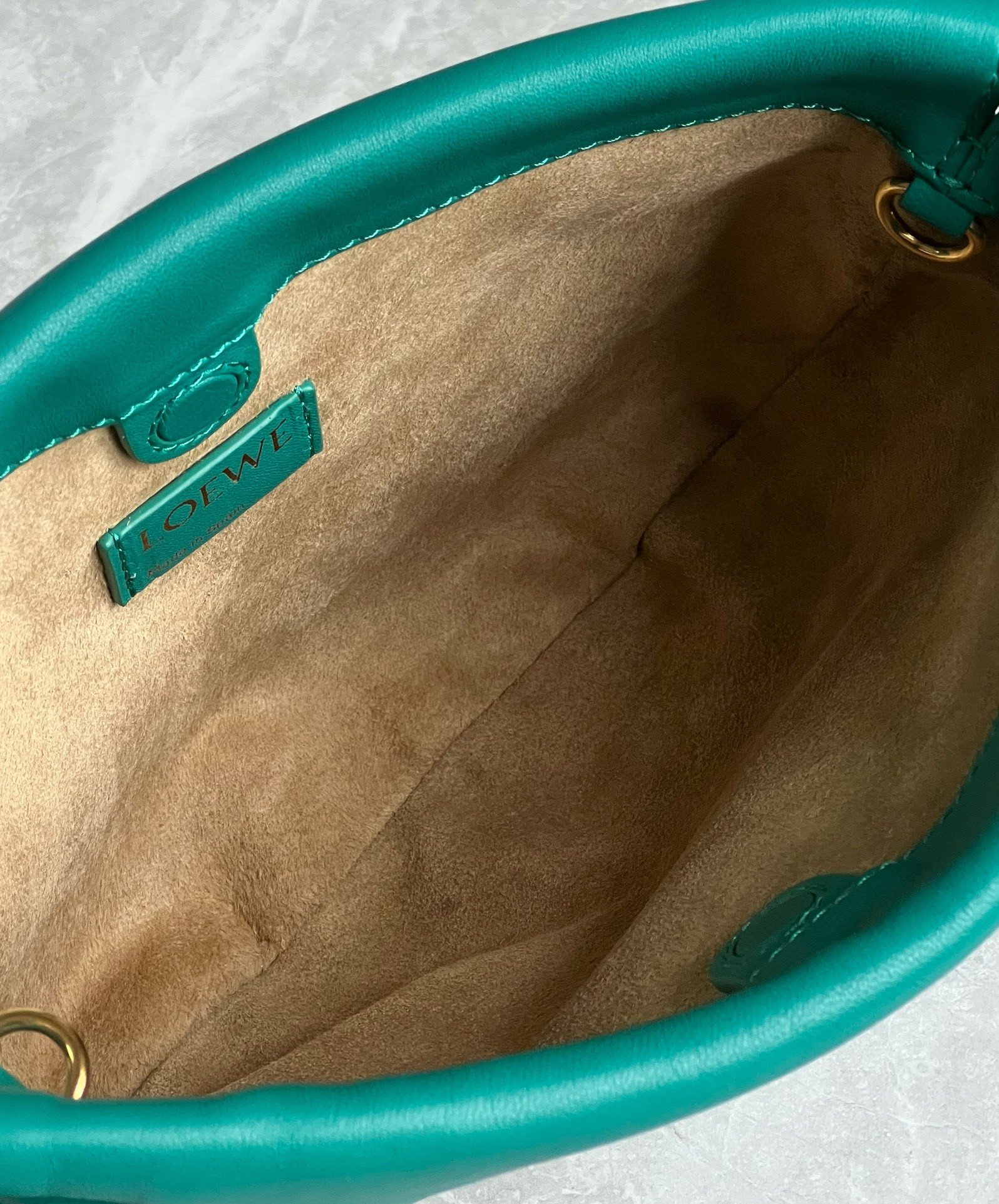 Loewe Mini Flamenco Purse Bag in Green Nappa Lambskin