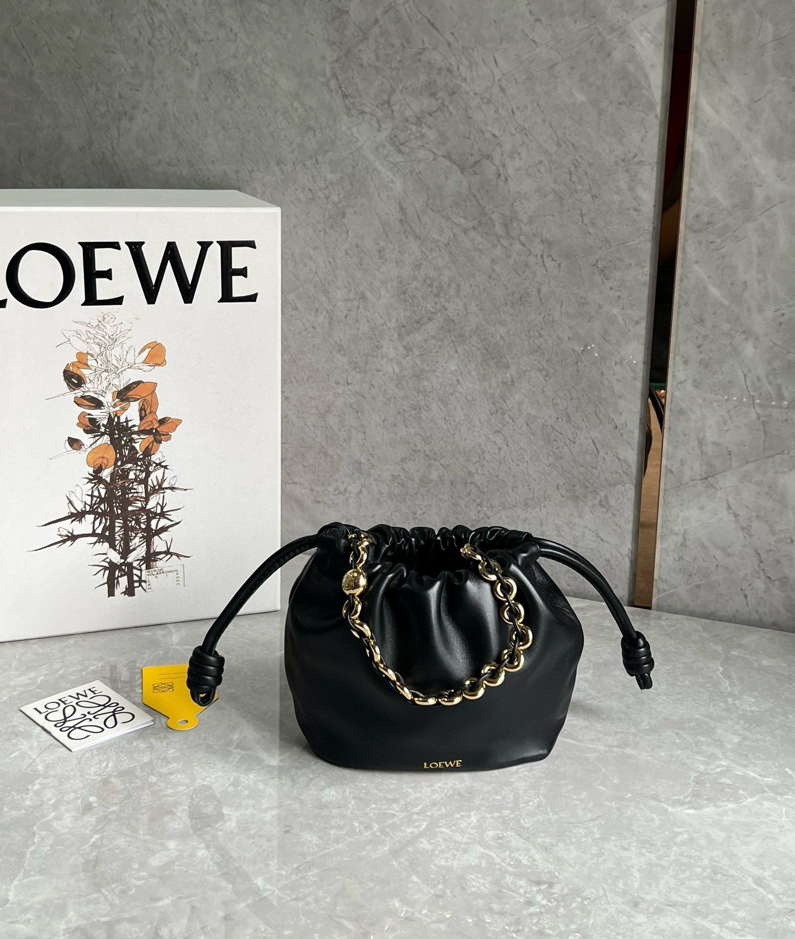 Loewe Mini Flamenco Purse Bag in Black Nappa Lambskin