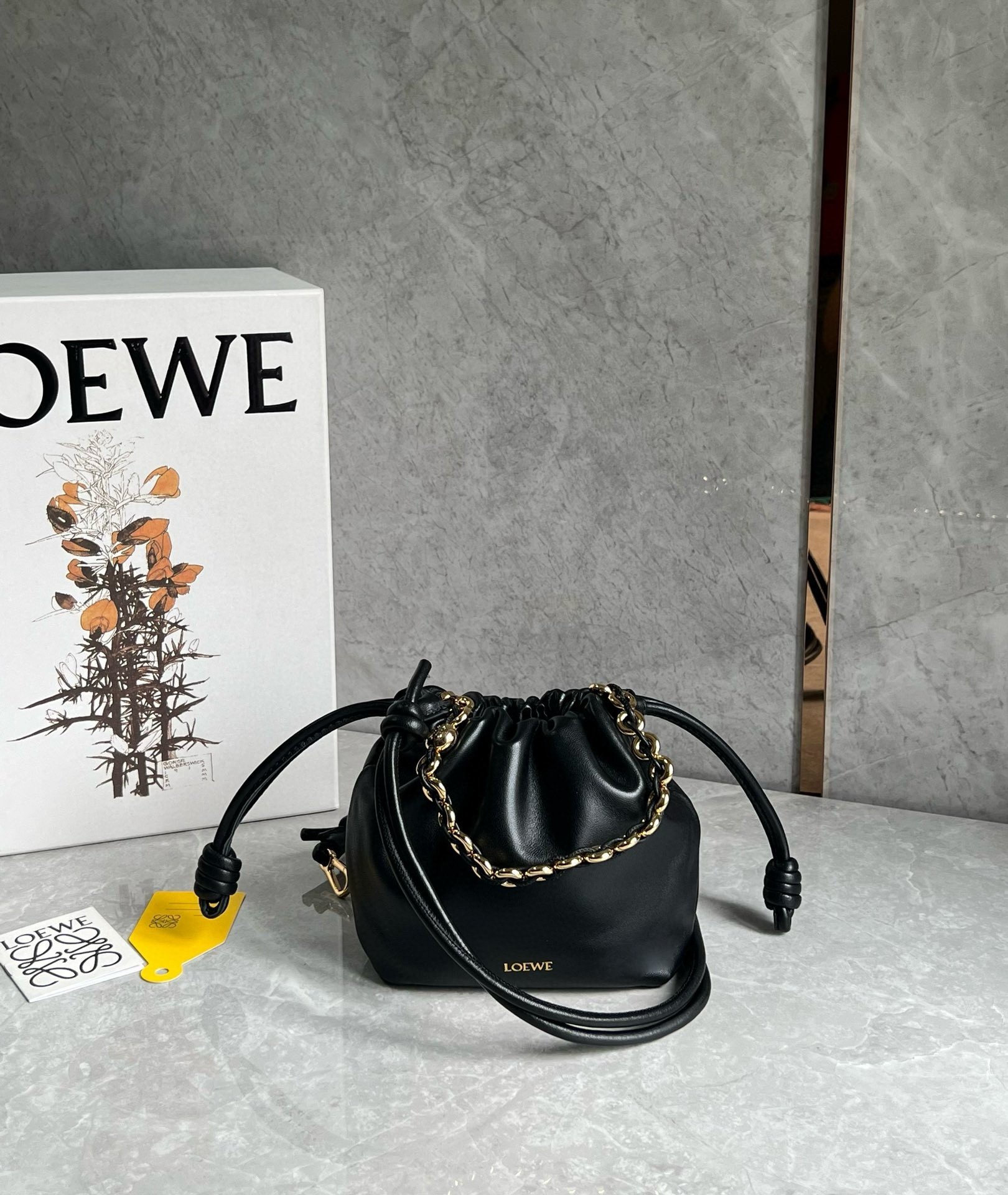 Loewe Mini Flamenco Purse Bag in Black Nappa Lambskin