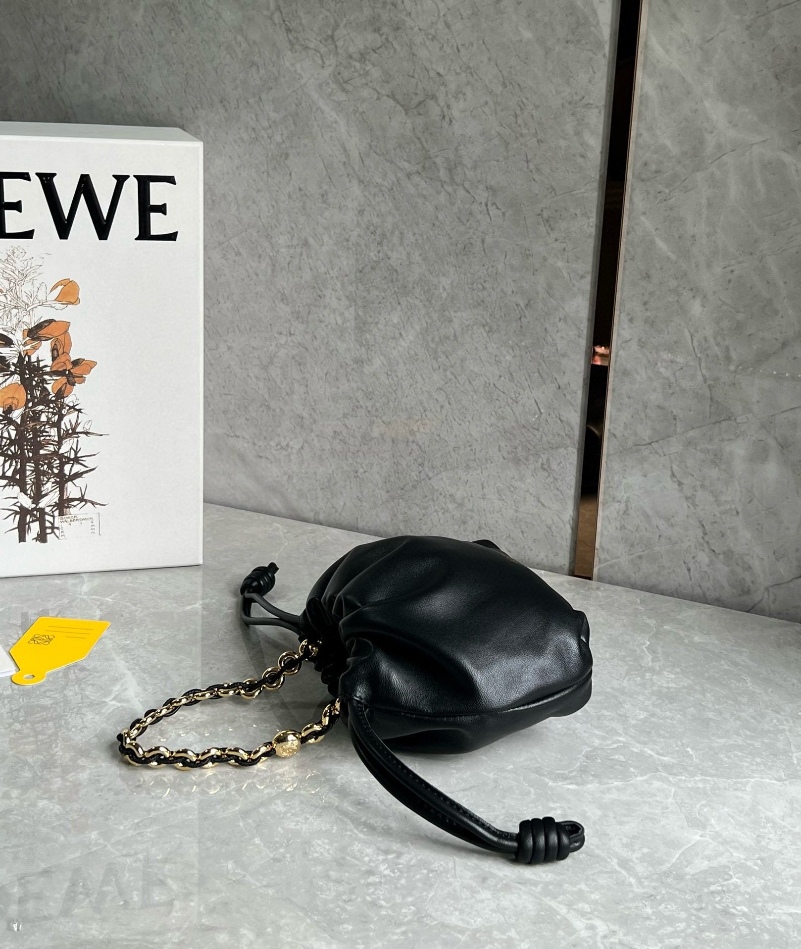 Loewe Mini Flamenco Purse Bag in Black Nappa Lambskin