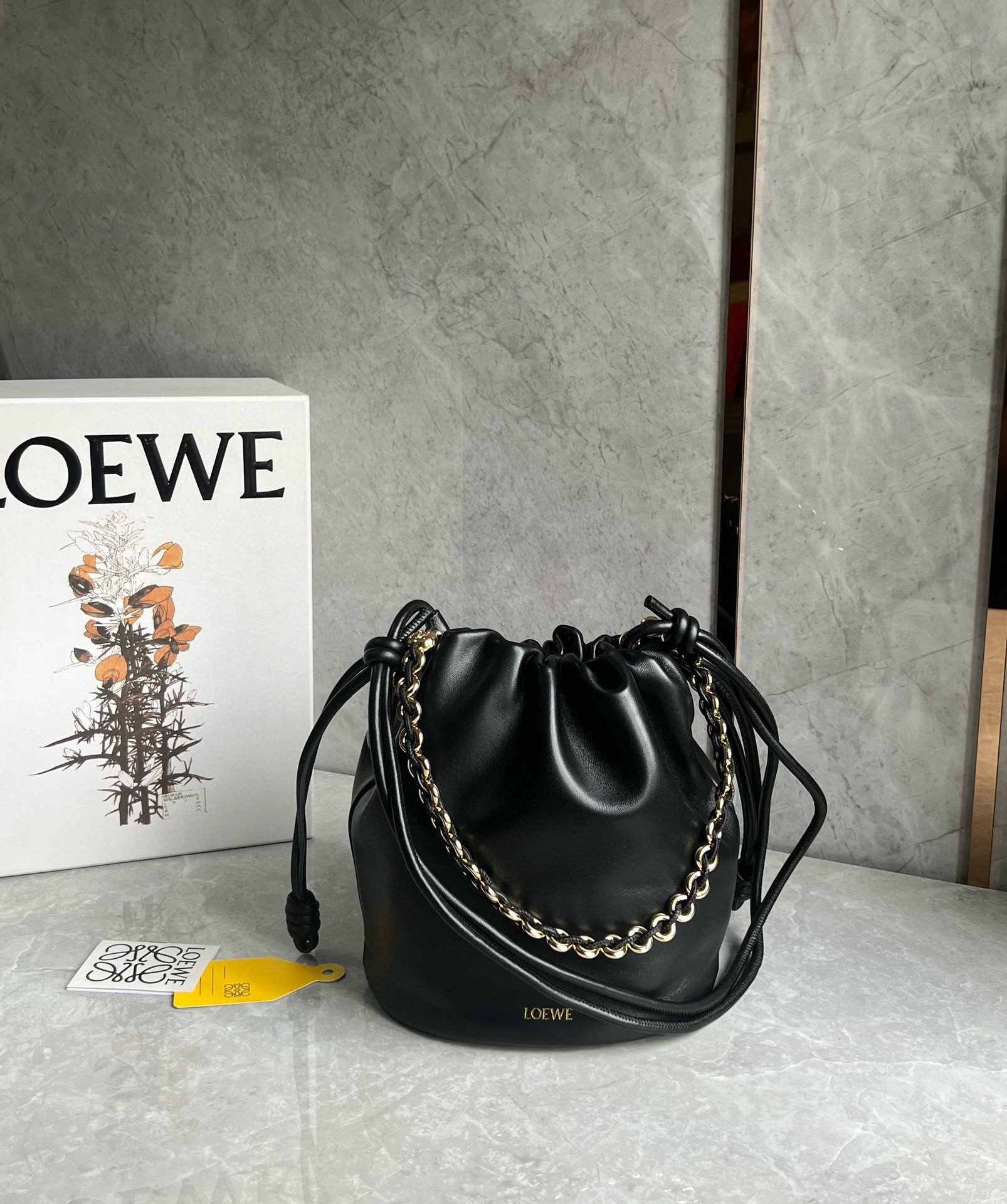 Loewe Flamenco Purse Bucket Bag in Black Nappa Lambskin