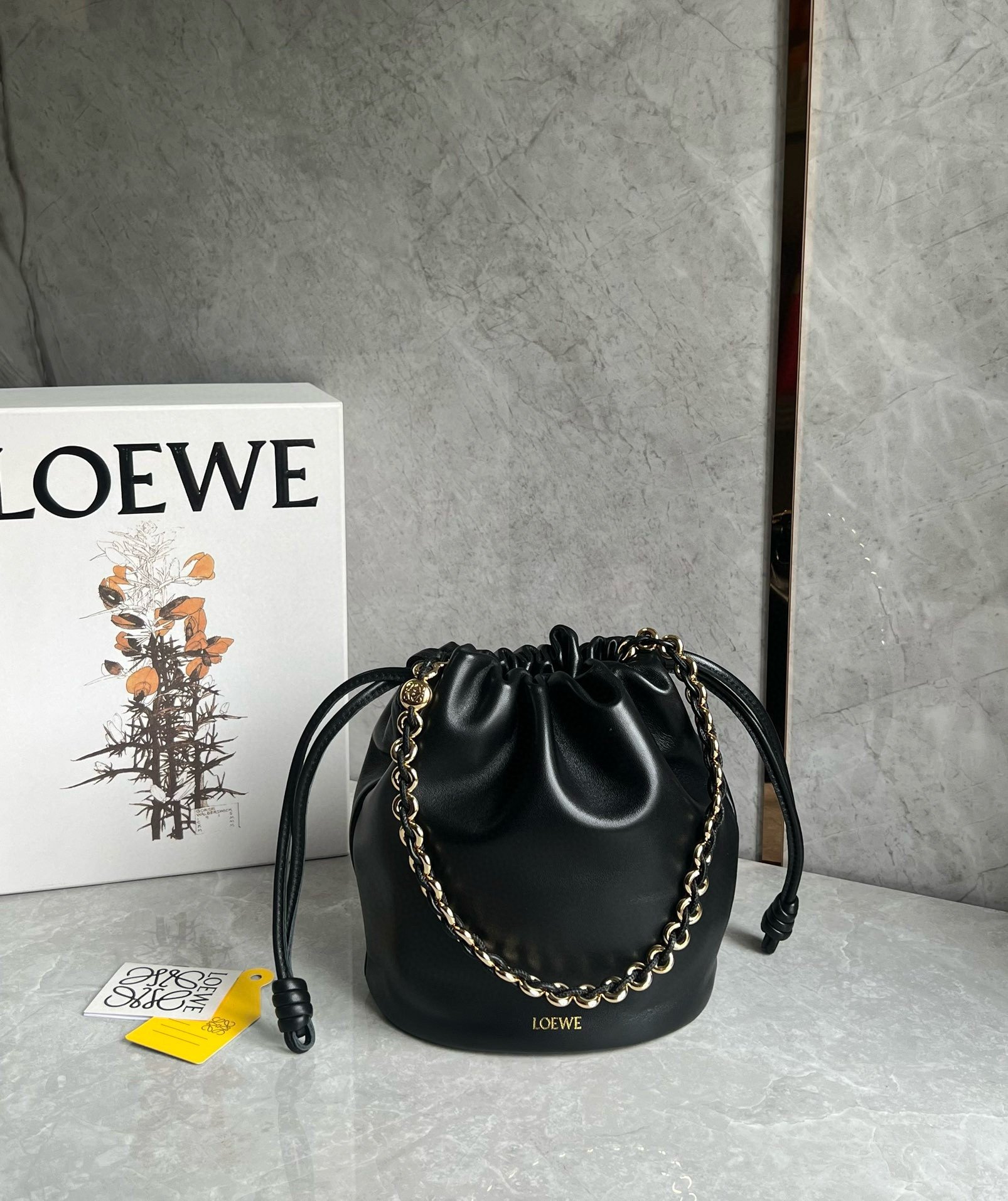 Loewe Flamenco Purse Bucket Bag in Black Nappa Lambskin