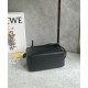 Loewe Puzzle Small Bag in Black Calfskin with Woven Handle