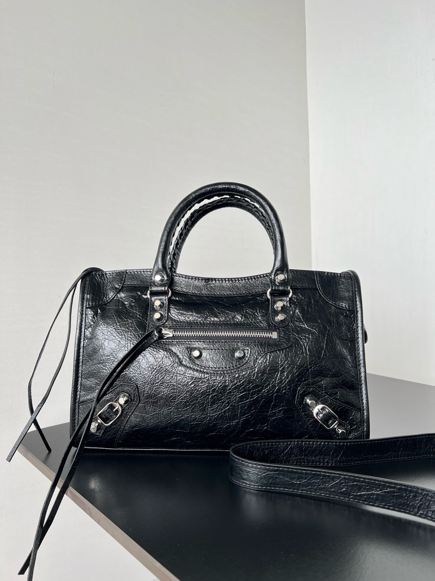 Balenciaga Le City Small Bag in Black Arena Lambskin