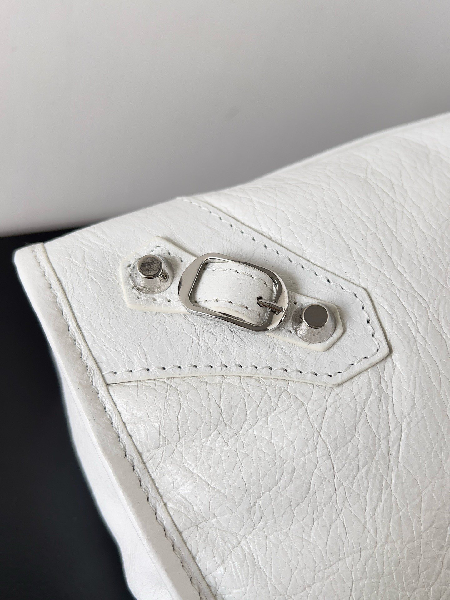 Balenciaga Le City Small Bag in White Arena Lambskin