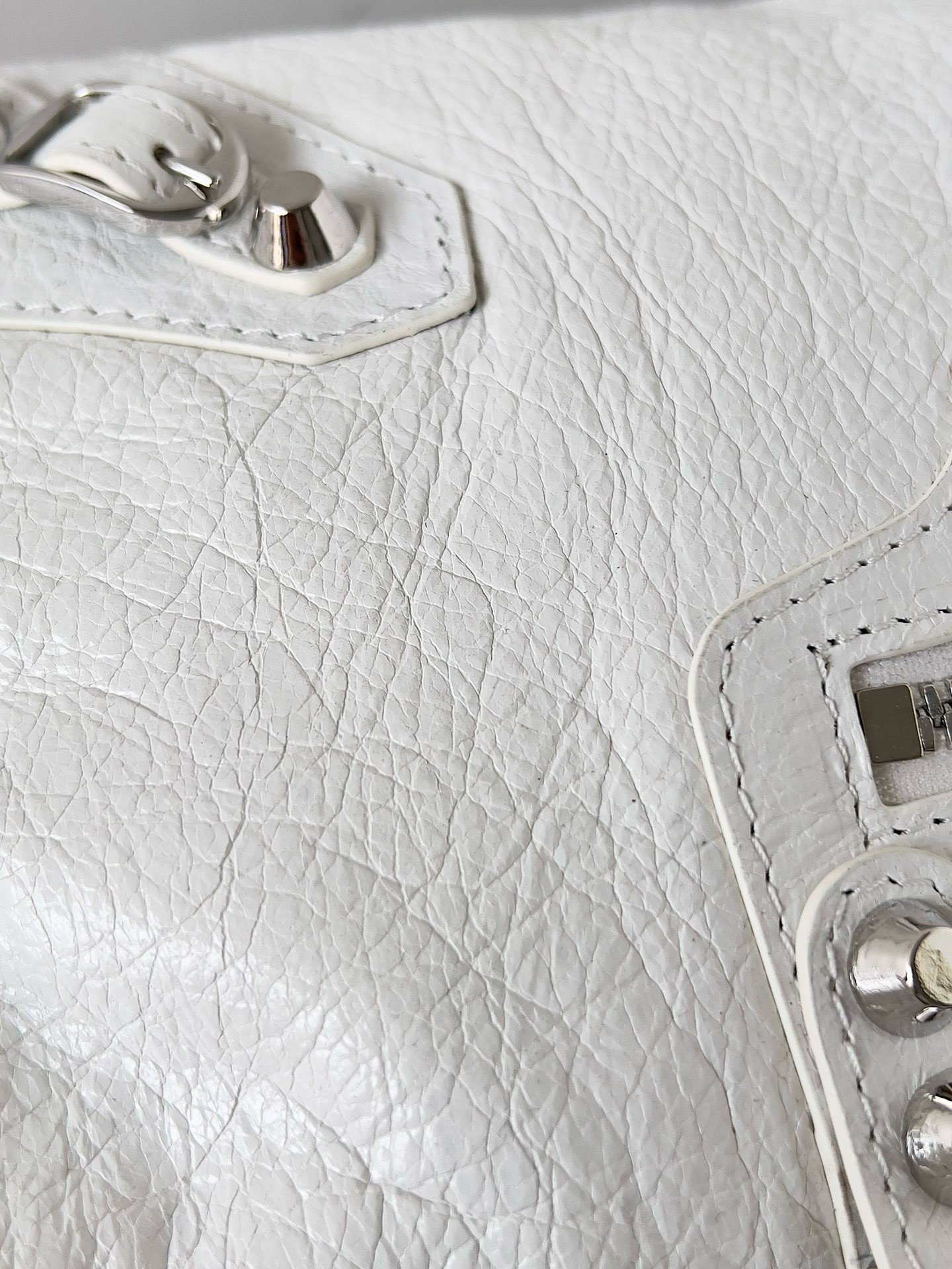 Balenciaga Le City Small Bag in White Arena Lambskin