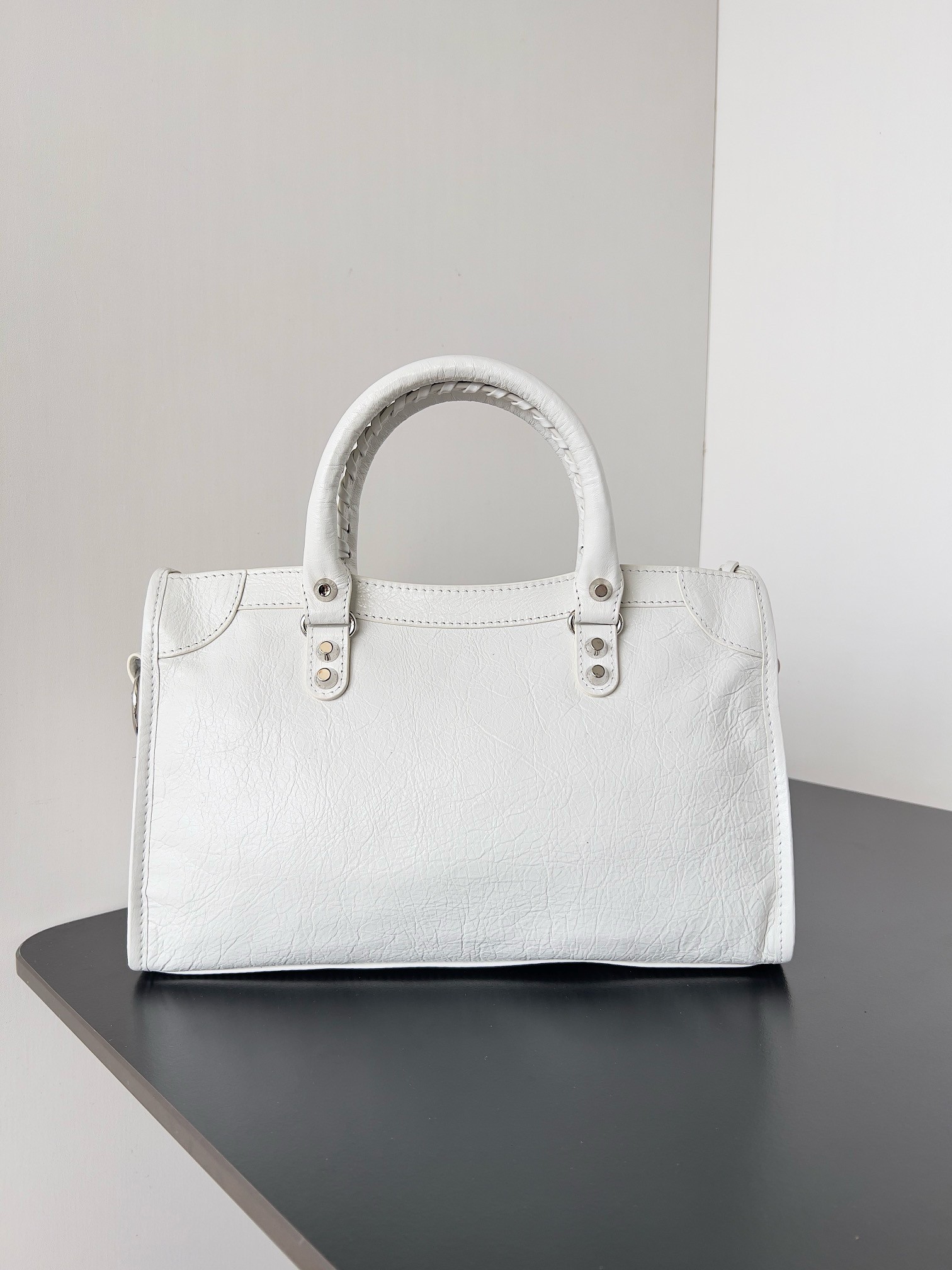 Balenciaga Le City Small Bag in White Arena Lambskin