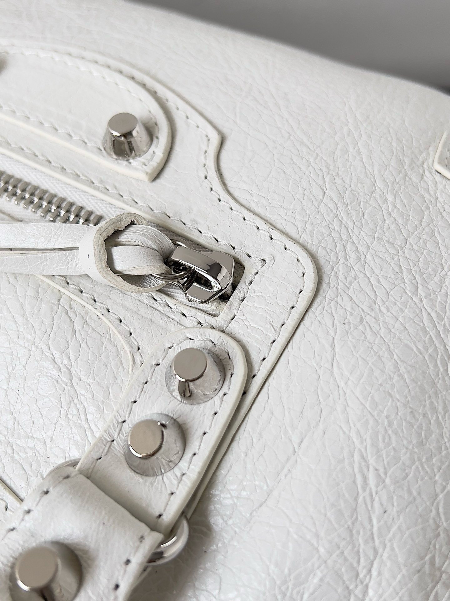 Balenciaga Le City Small Bag in White Arena Lambskin