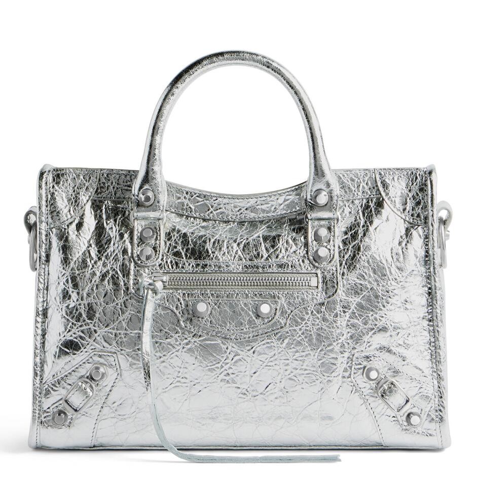 Balenciaga Le City Small Bag in Silver Metallic Lambskin