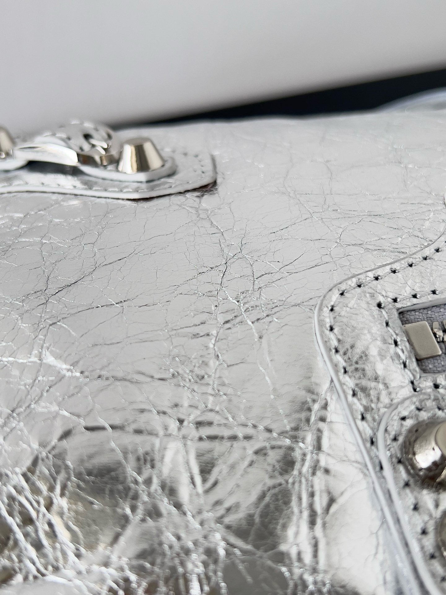 Balenciaga Le City Small Bag in Silver Metallic Lambskin