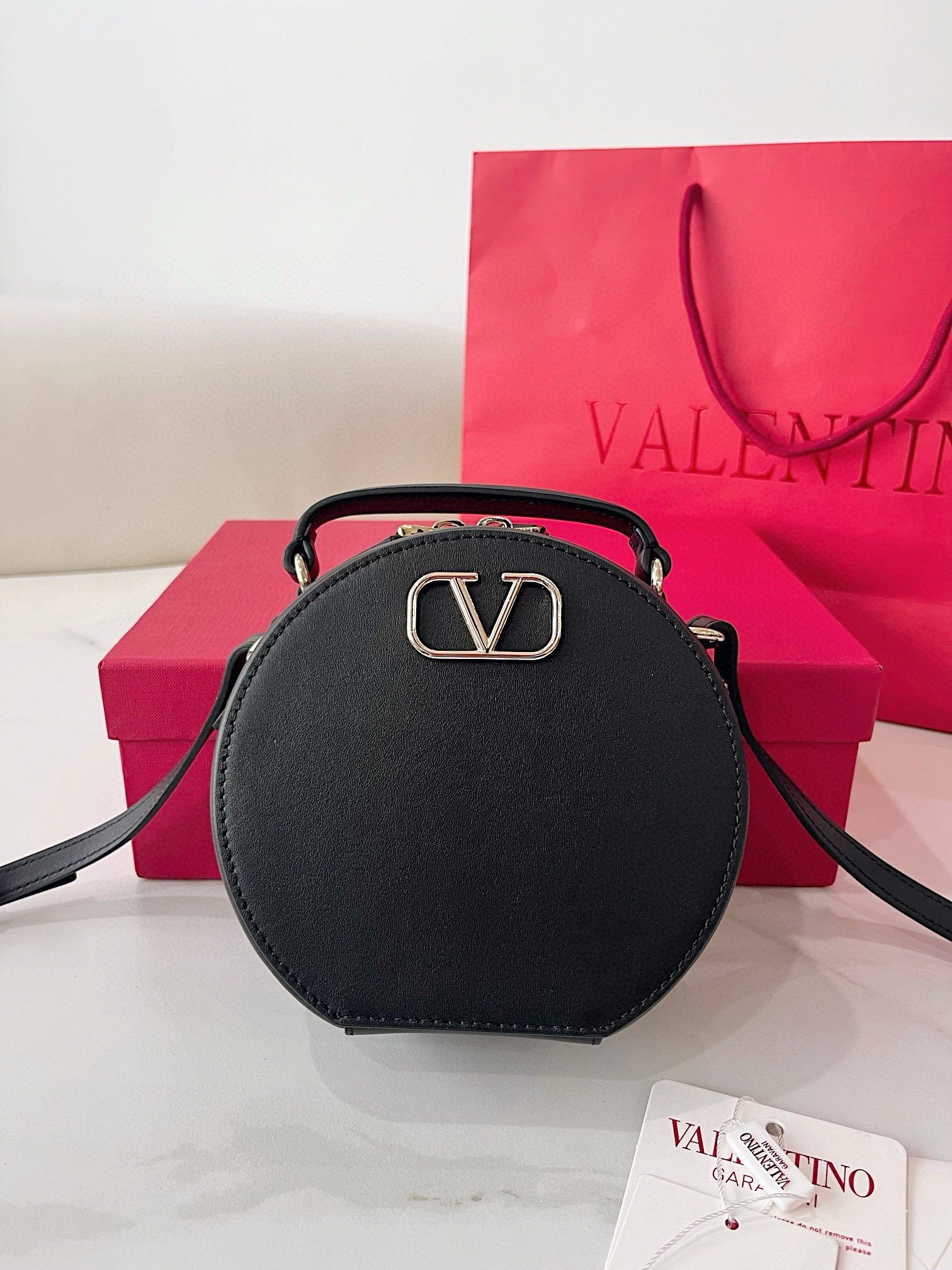 Valentino VLogo Signature Mini Bag in Black Calfskin