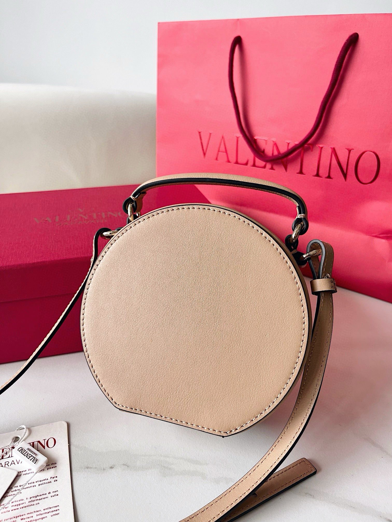 Valentino VLogo Signature Mini Bag in Beige Calfskin