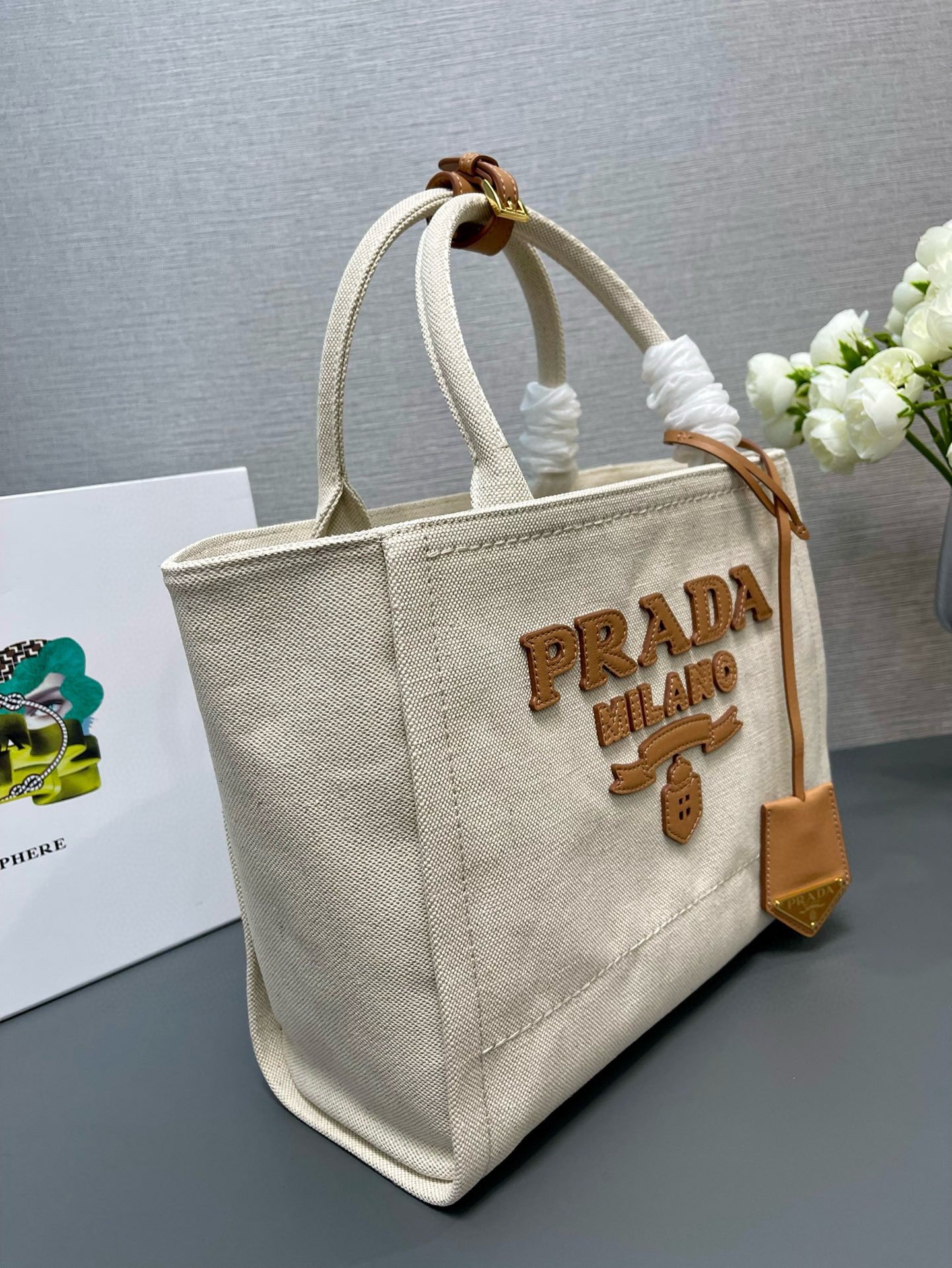 Prada Medium Blend Tote Bag in Linen