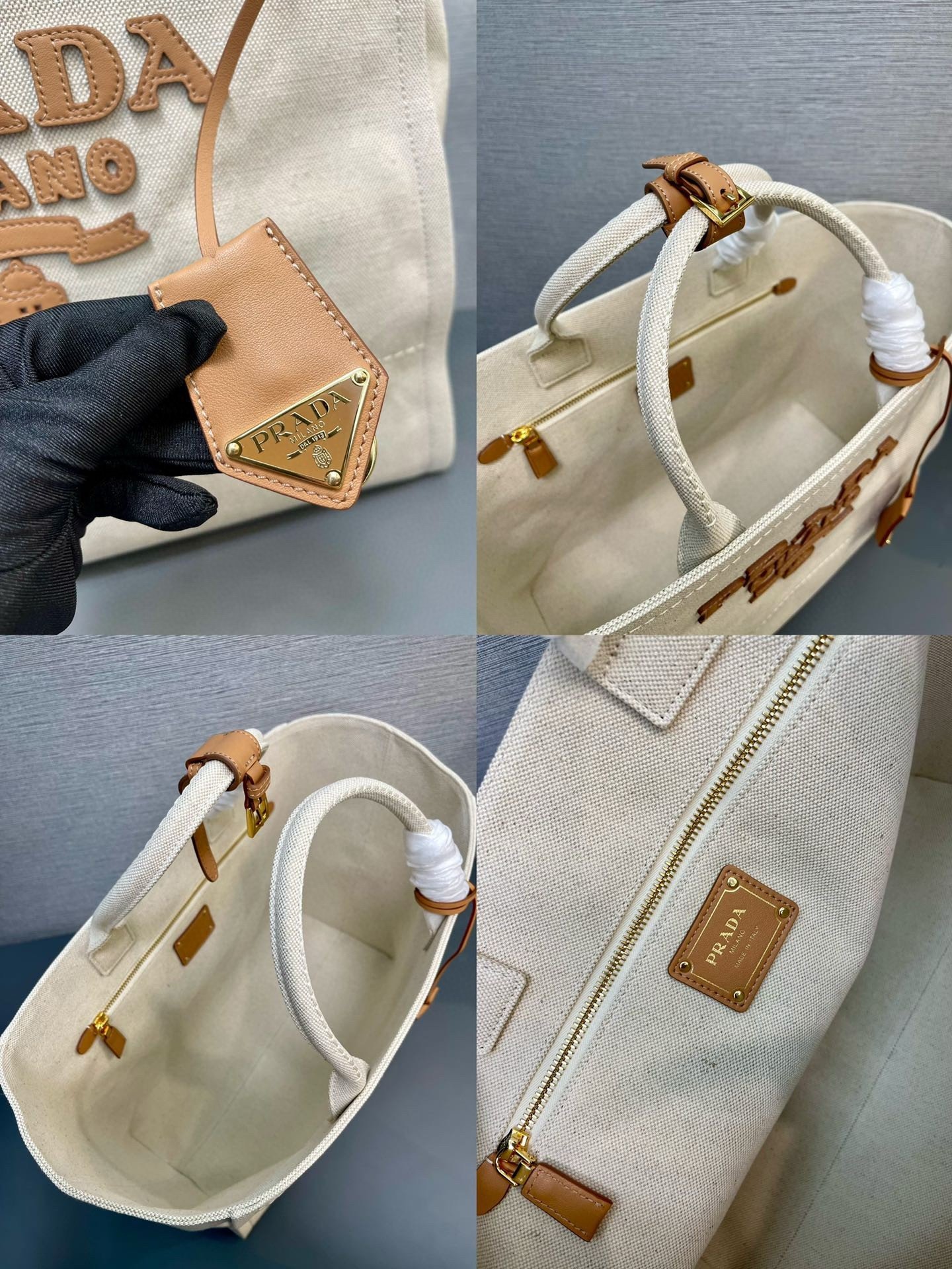 Prada Large Blend Tote Bag in Linen