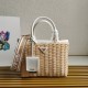 Prada Medium Blend Tote Bag in Wicker and Linen