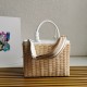 Prada Medium Blend Tote Bag in Wicker and Linen